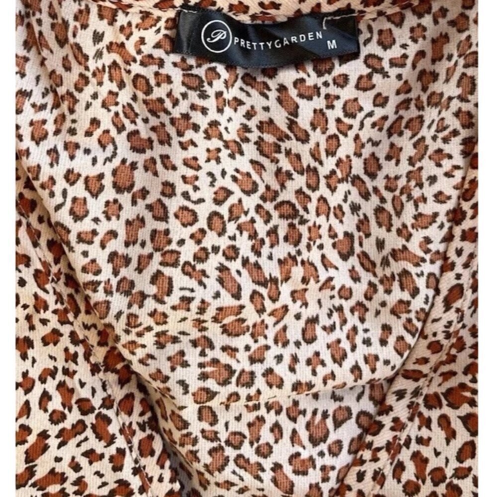 Pretty Garden Long Sleeve Boho Leopard Print Maxi Dress Women’s Sz M Ruffle Hem - Picture 8 of 13